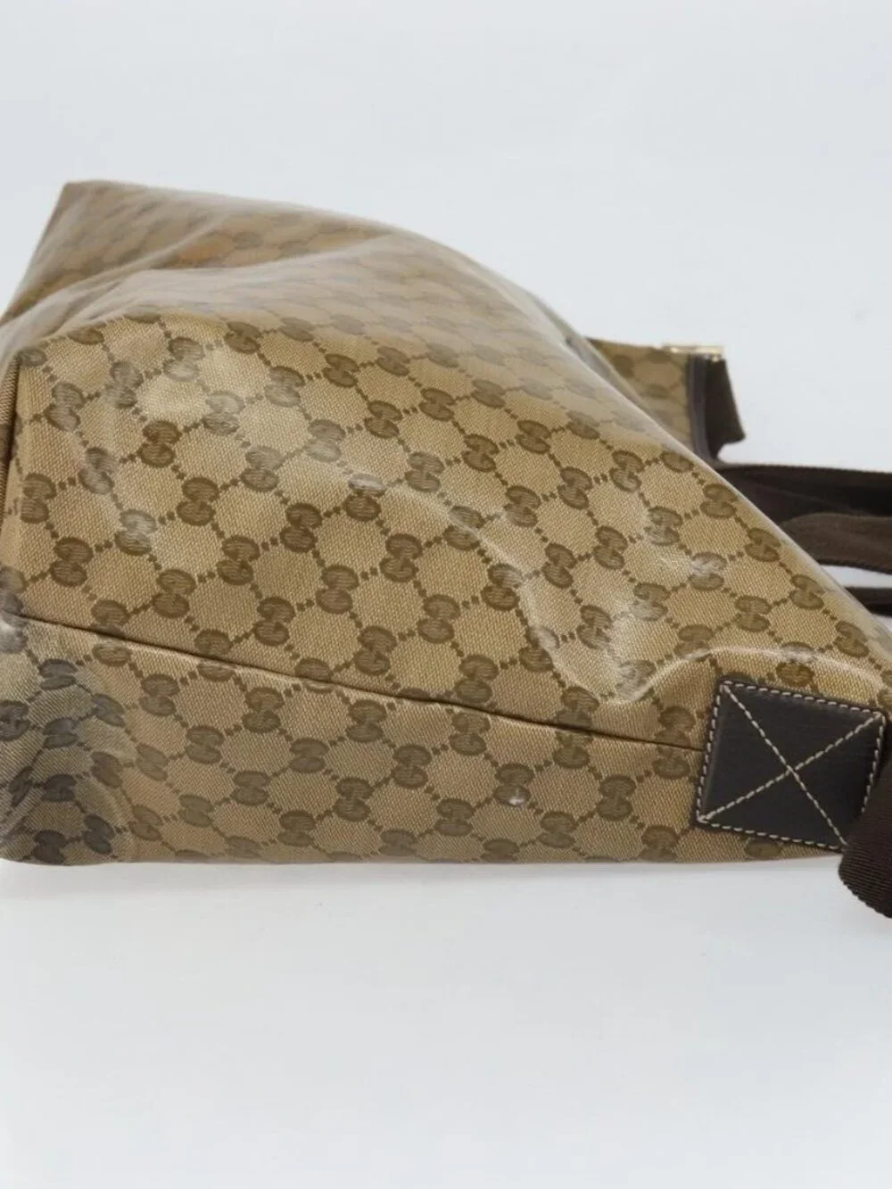 GUCCI GG Crystal Tote Bag Coated Canvas Brown 257298 Auth 155244